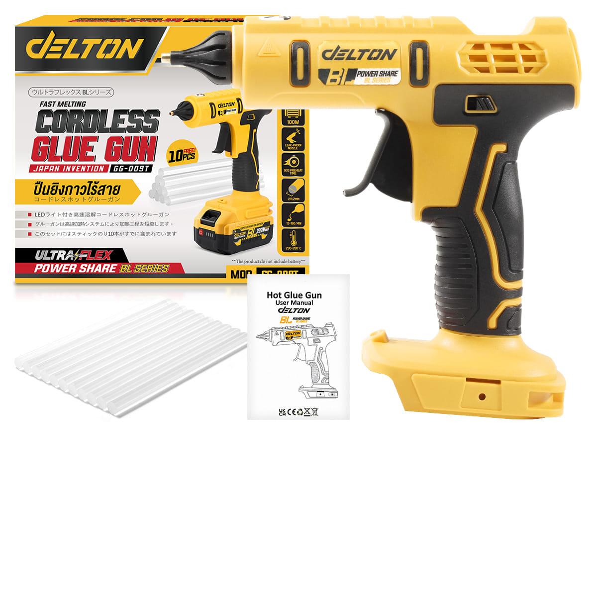 ปืนยิงกาวไร้สาย (เฉพาะเครื่องเปล่า) DELTON รุ่น GG-009T ULTRAFLEX 20V_1